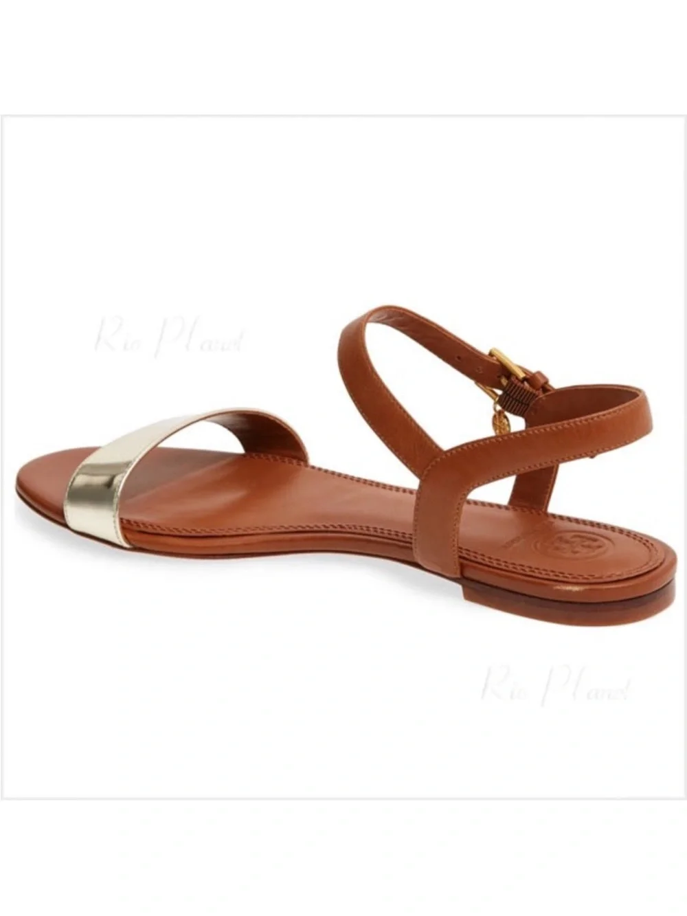 Tory Burch Laurel metallic flat sandal Sz 10.5